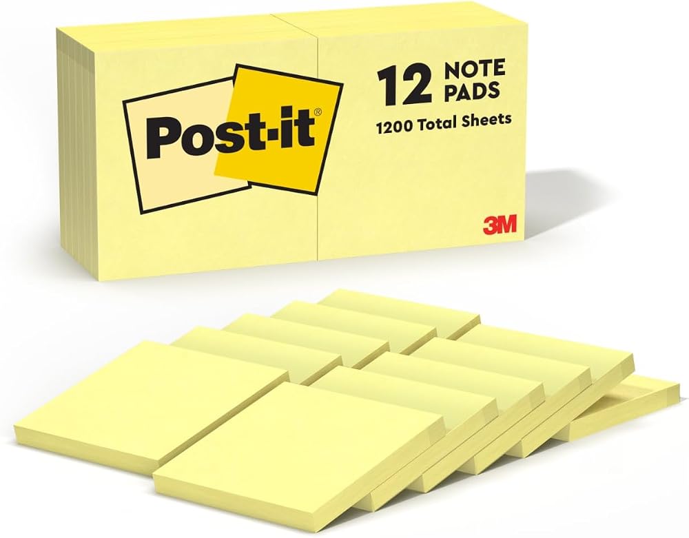 Post-it Sticky Notes, 3x3 in (12 Pads)