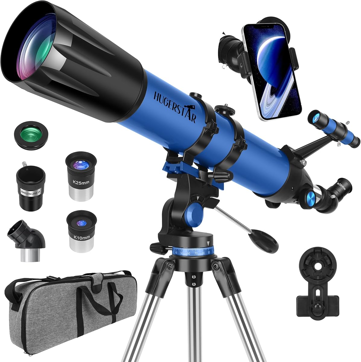 Telescope, Telescope for Adults High Powered, 90mm Aperture 800mm Professional Refractor Telescopes for Adults Astronomy Beginners with AZ Mount