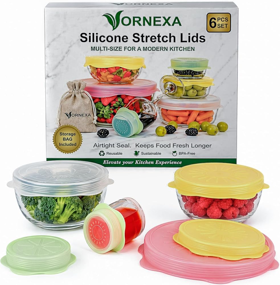 Silicone Stretch Lids, Reusable (6 Pack)